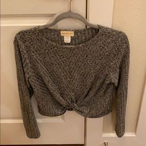 Grey cabel knit cropped sweater  (3 for $30)